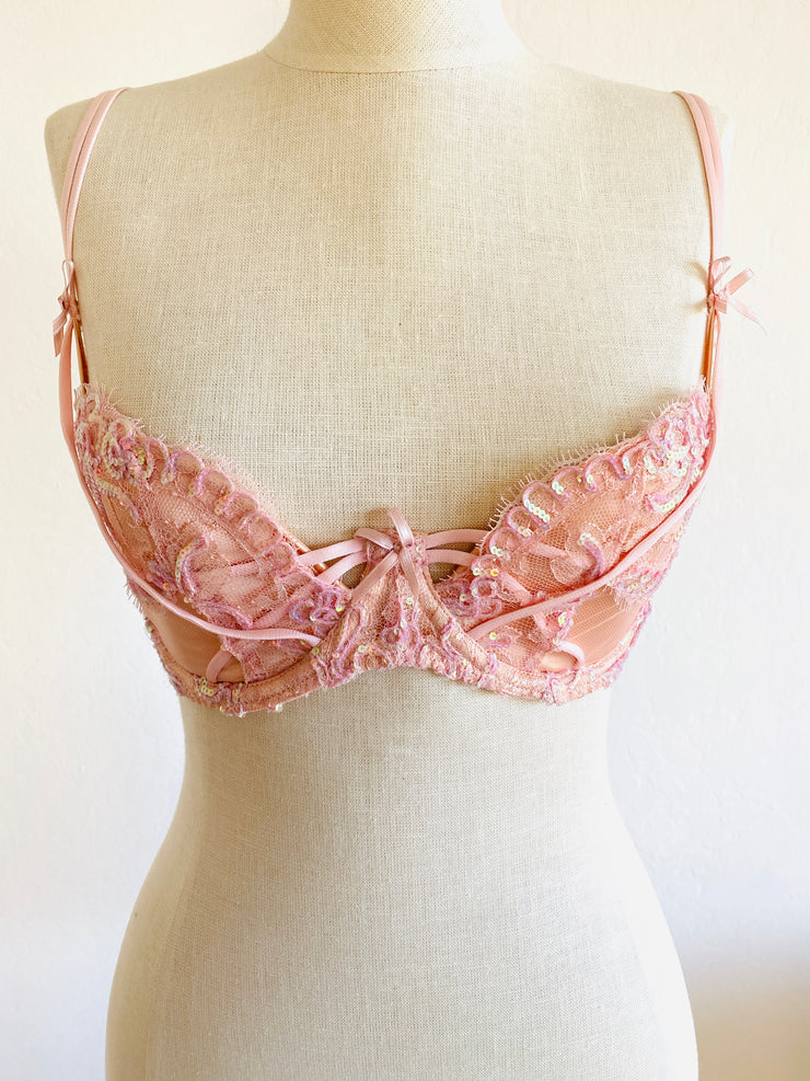 Soiree Agent Provocateur Darianna Pink Sequin Bra 32E