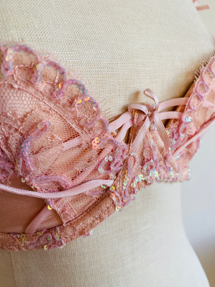 Soiree Agent Provocateur Darianna Pink Sequin Bra 32E