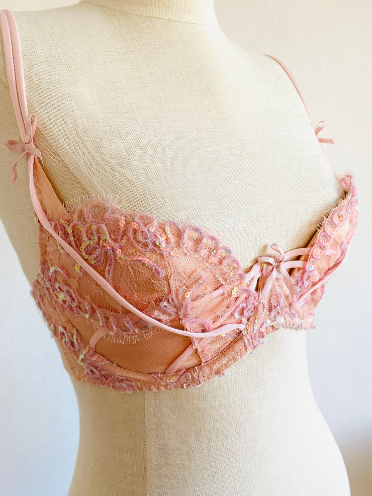 Soiree Agent Provocateur Darianna Pink Sequin Bra 32E