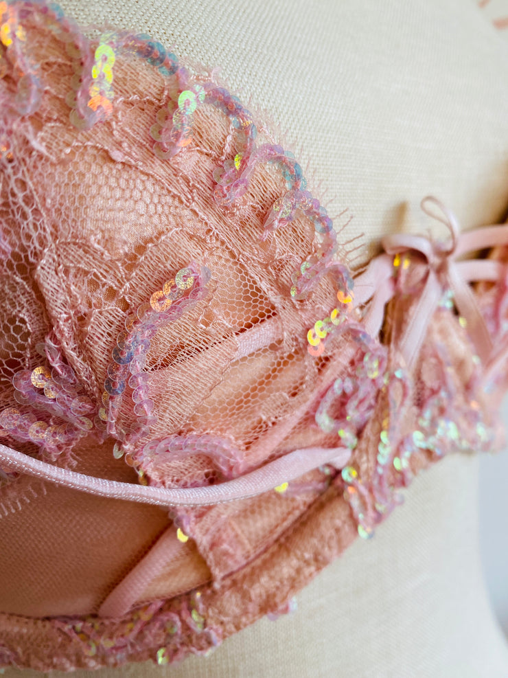 Soiree Agent Provocateur Darianna Pink Sequin Bra 32E