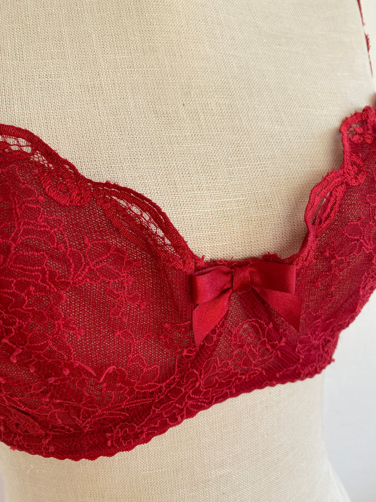 Agent Provocateur Red Lace Bra 32E & Brief Set