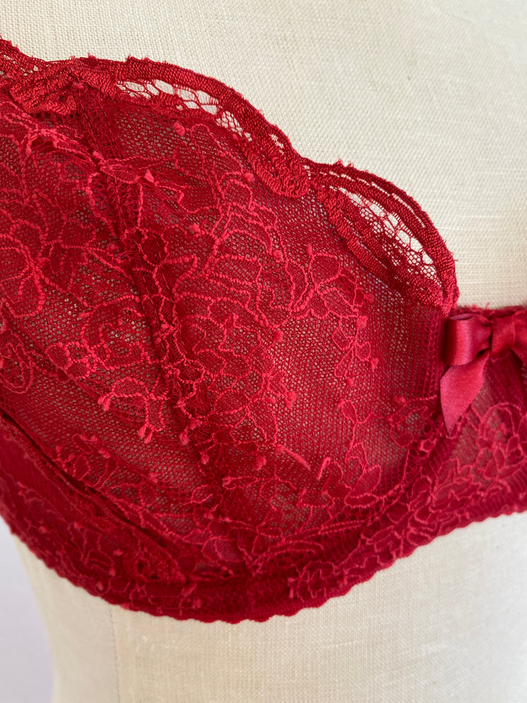 Agent Provocateur Red Lace Bra 32E & Brief Set