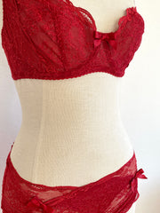 Agent Provocateur Red Lace Bra 32E & Brief Set