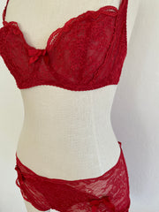 Agent Provocateur Red Lace Bra 32E & Brief Set