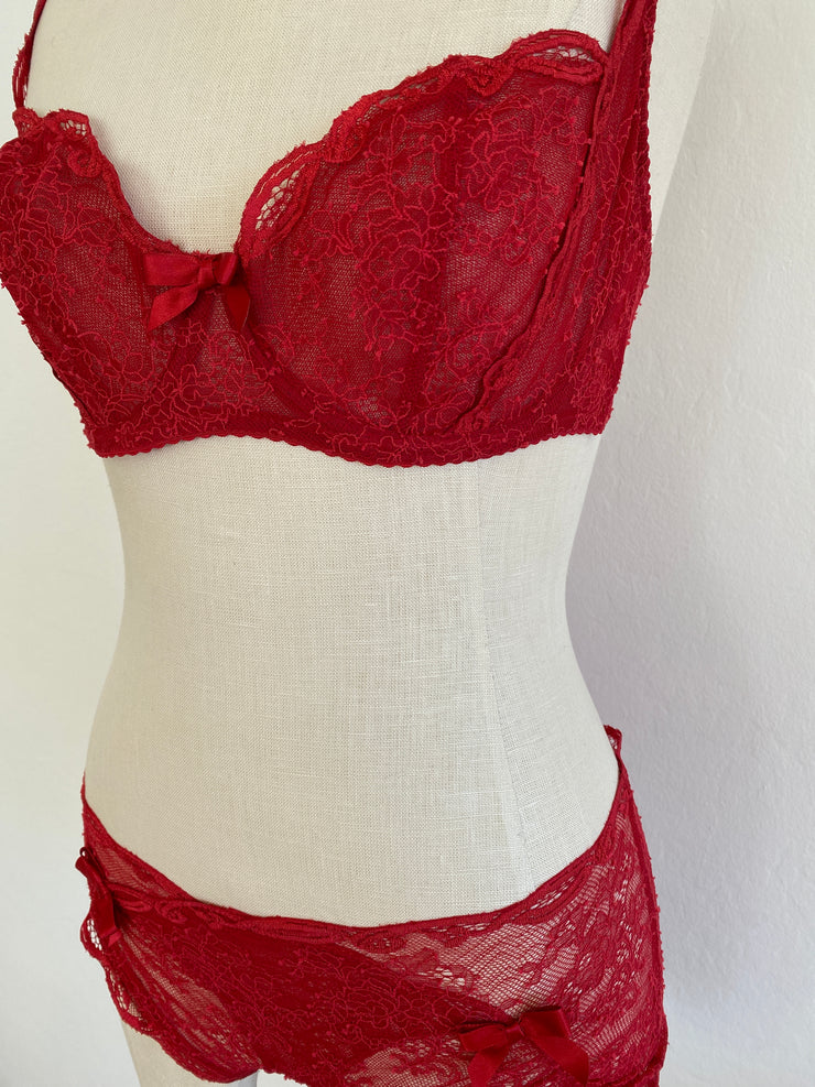 Agent Provocateur Red Lace Bra 32E & Brief Set