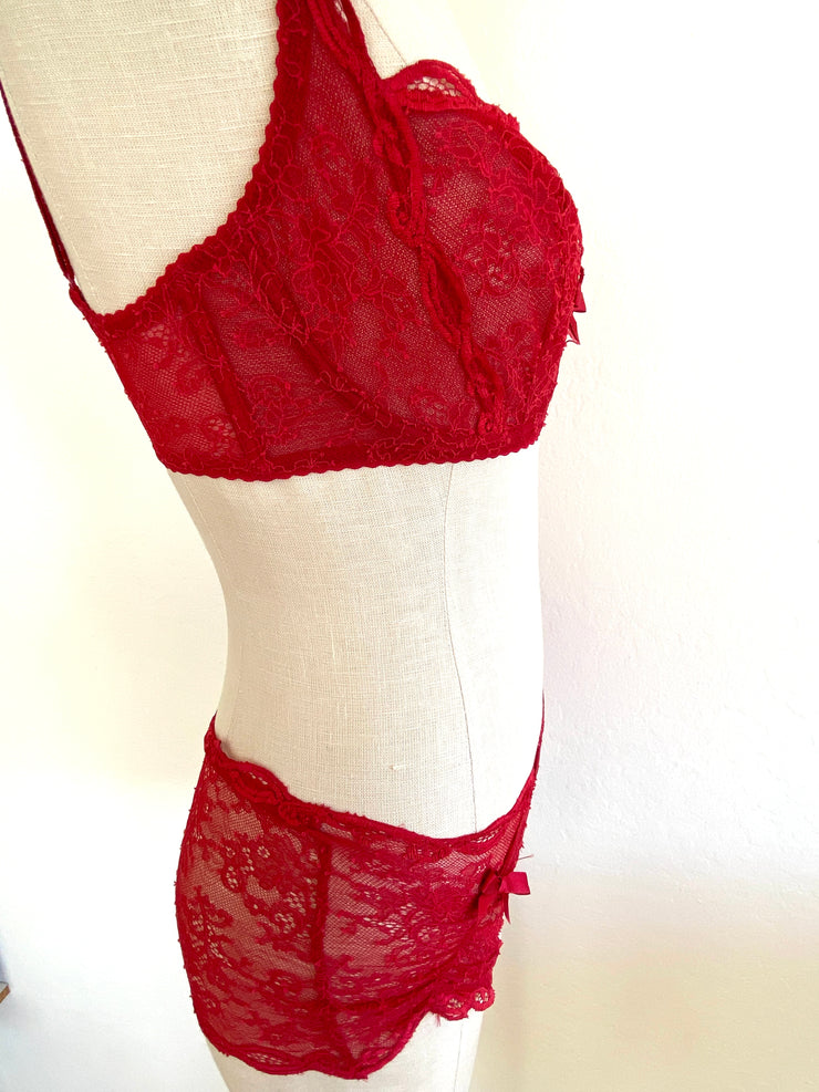 Agent Provocateur Red Lace Bra 32E & Brief Set