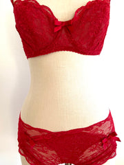 Agent Provocateur Red Lace Bra 32E & Brief Set