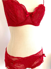 Agent Provocateur Red Lace Bra 32E & Brief Set