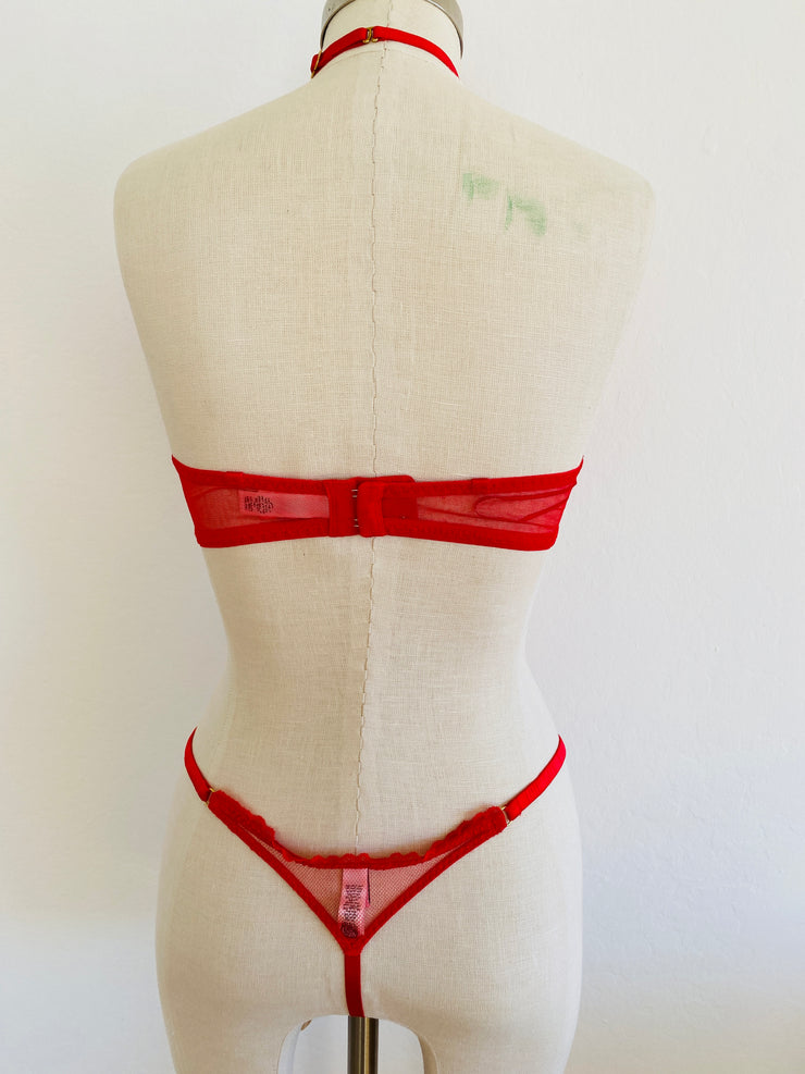 Agent Provocateur "Kendall" Red Halter Bra 36C & Brief Set