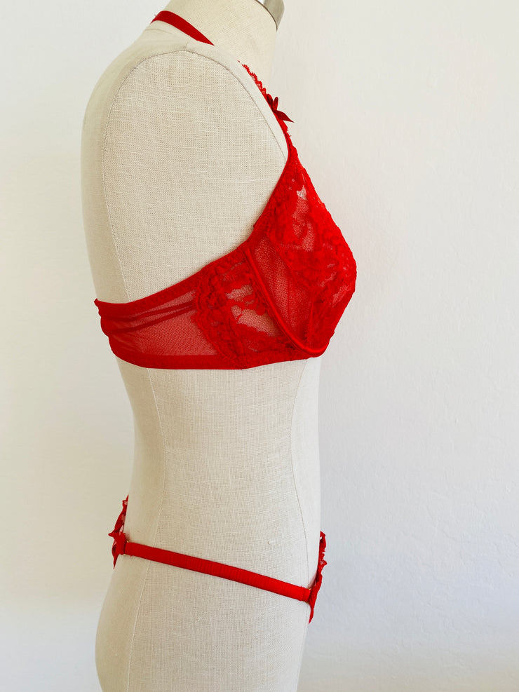 Agent Provocateur "Kendall" Red Halter Bra 36C & Brief Set
