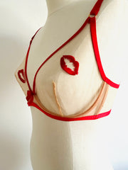 Agent Provocateur "Lotie" Red Kiss Nude Bra 32E