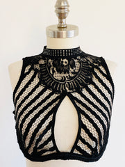 Agent Provocateur Cardi High Neck Black Lace Halter Body Bra Sz 4