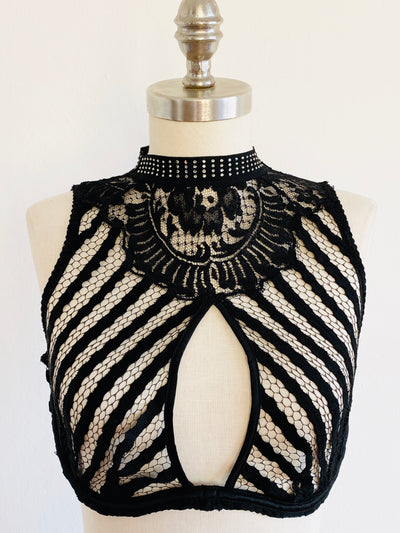Agent Provocateur Cardi High Neck Black Lace Halter Body Bra Sz 4