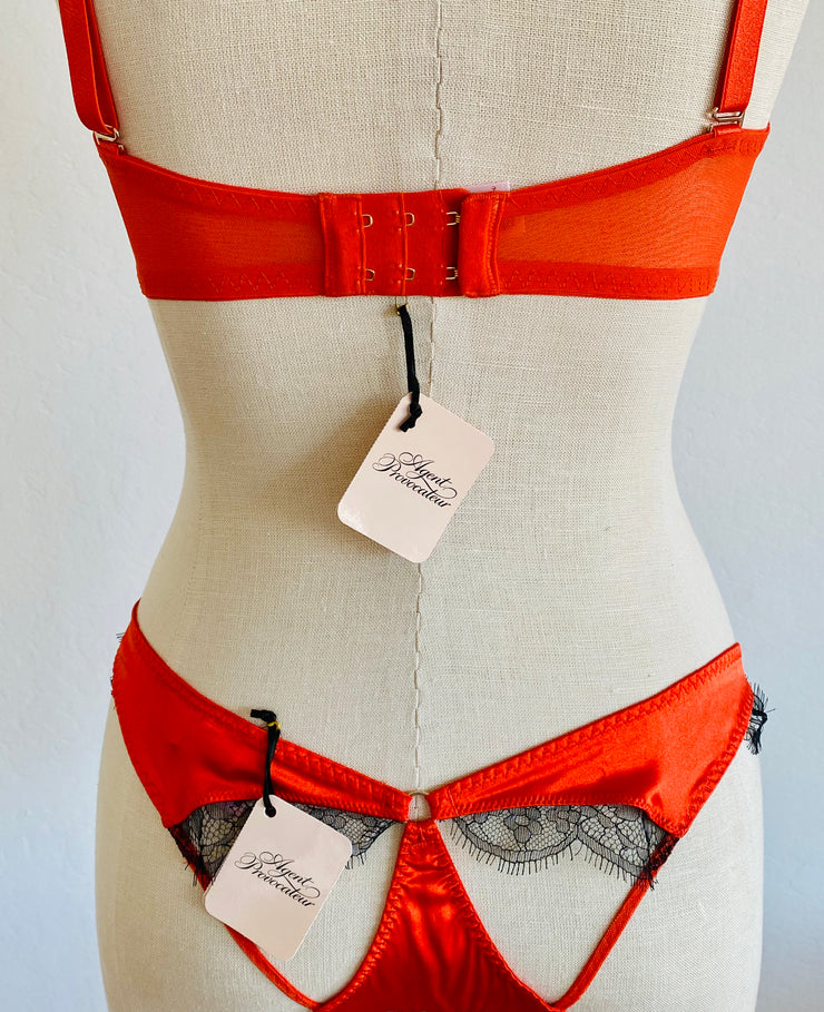 Coral Orange Kacie Bra Pantie Set 34DD Sz 2 Sm