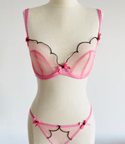 Pink Black Lace Lorna Set 32DD Sz 2