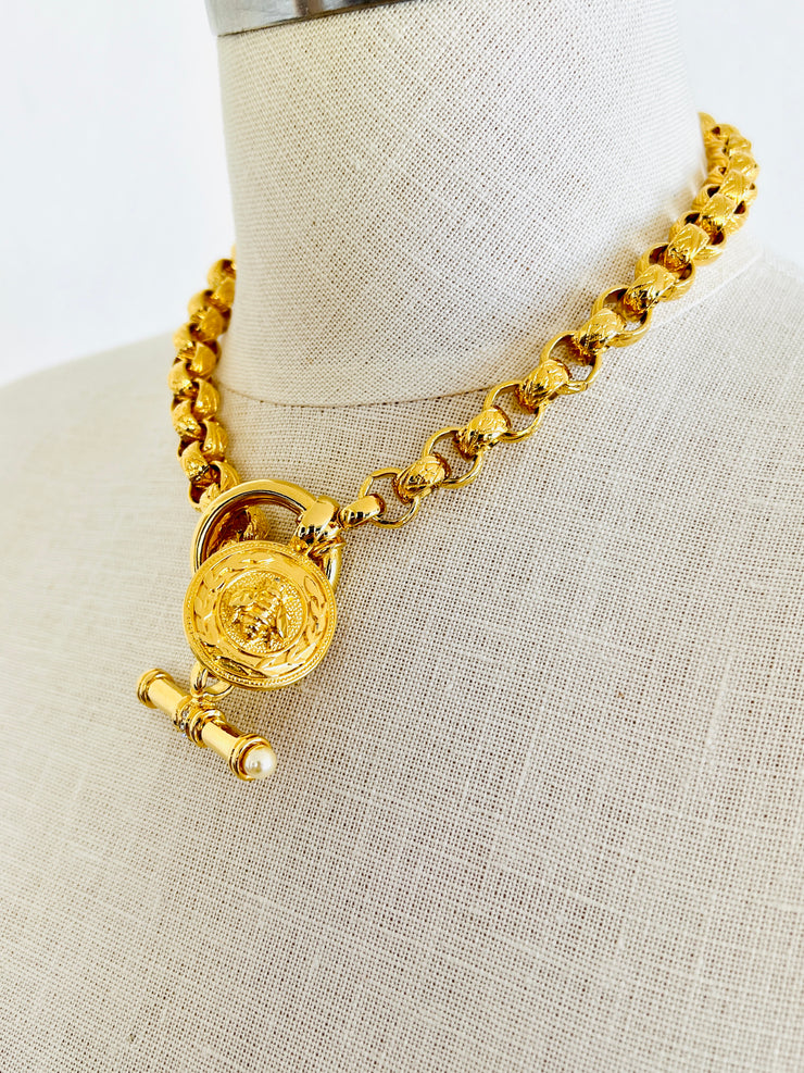 Joan Rivers Bee Toggle Cable Link Gold Choker Necklace