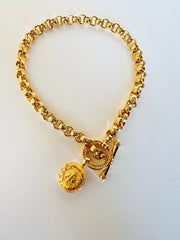 Joan Rivers Bee Toggle Cable Link Gold Choker Necklace