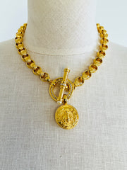 Joan Rivers Bee Toggle Cable Link Gold Choker Necklace