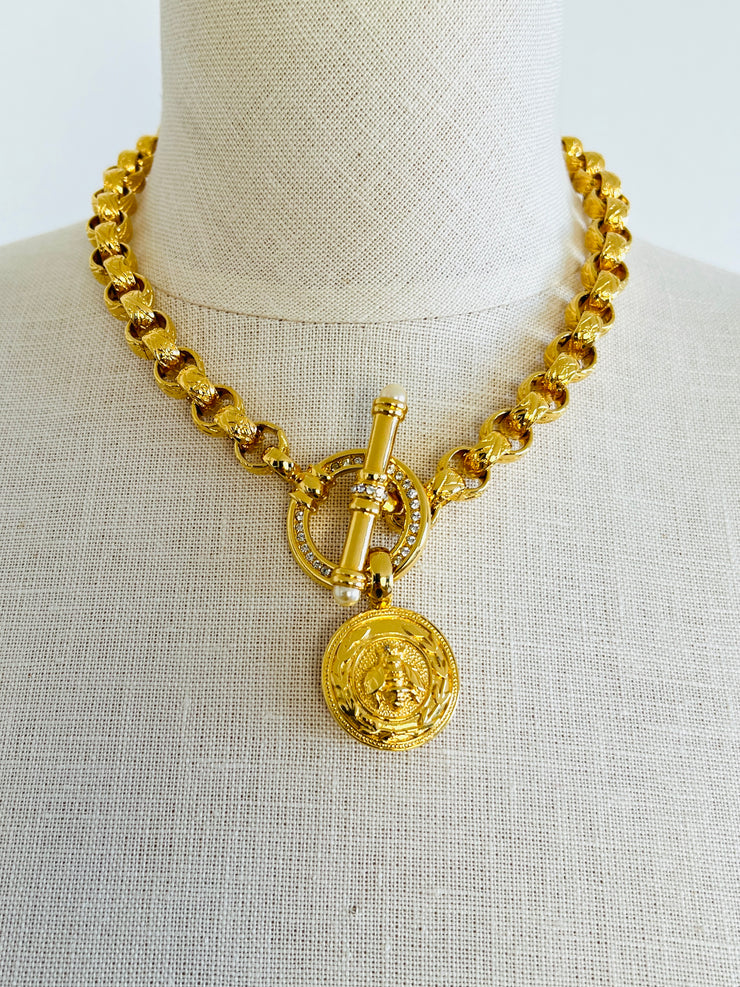 Joan Rivers Bee Toggle Cable Link Gold Choker Necklace