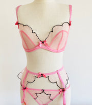 Pink Black Lace Lorna Set 32DD Sz 2