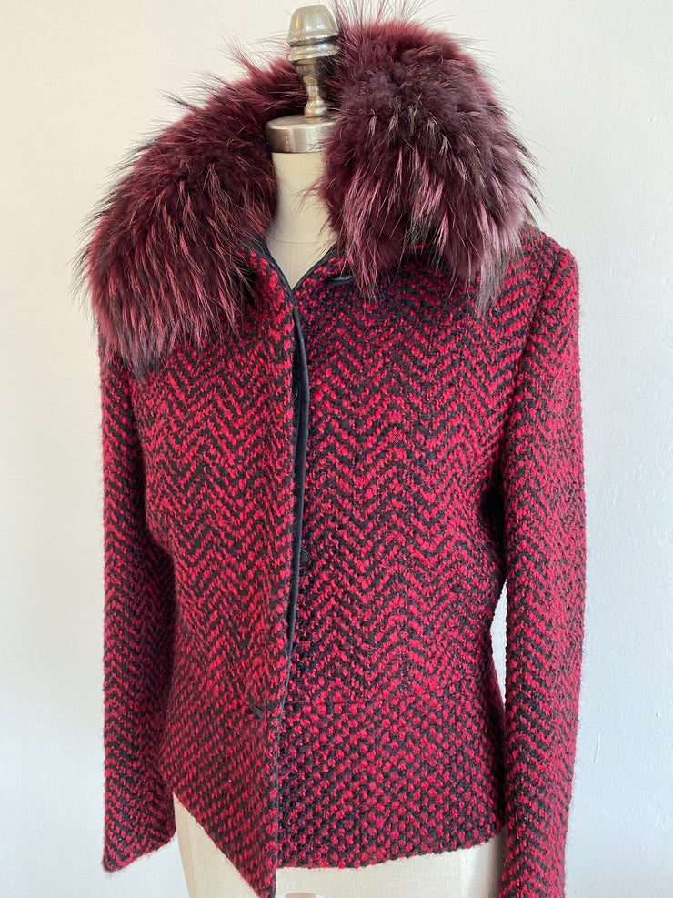 1990's Versace Couture Red Wool Mohair Jacket