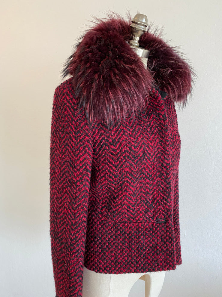 1990's Versace Couture Red Wool Mohair Jacket