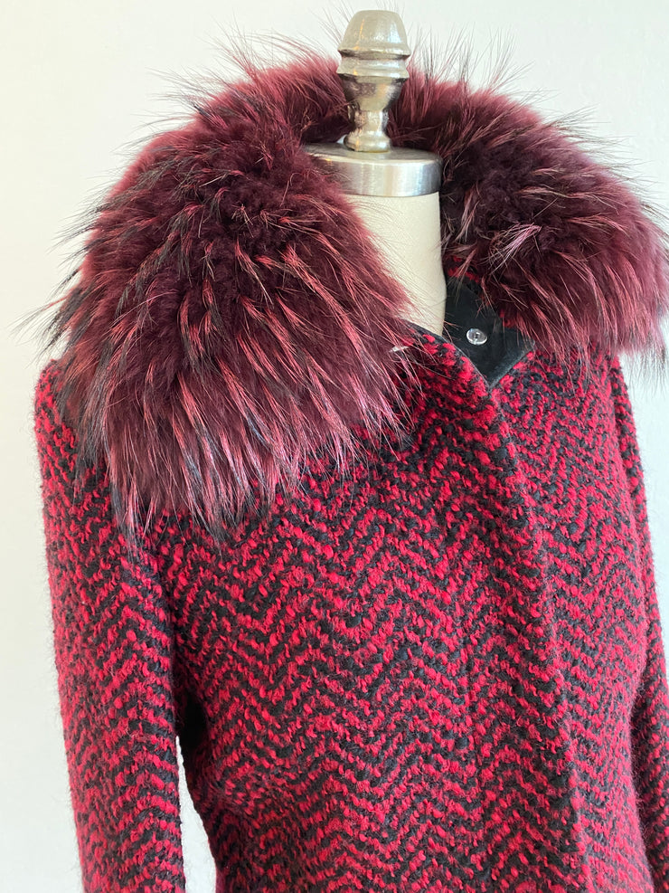 1990's Versace Couture Red Wool Mohair Jacket