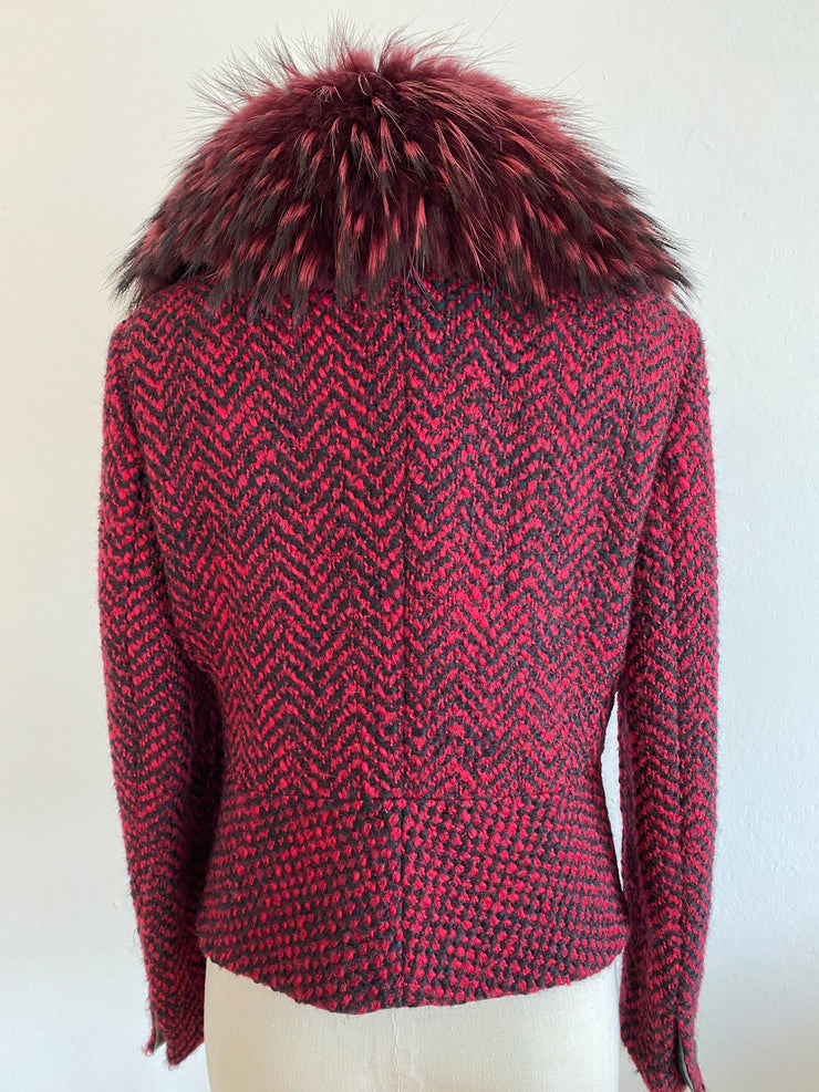 1990's Versace Couture Red Wool Mohair Jacket
