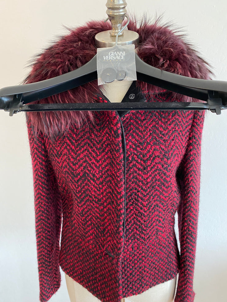 1990's Versace Couture Red Wool Mohair Jacket