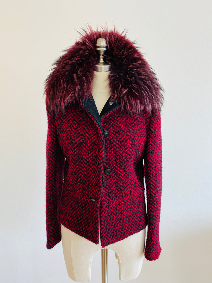 1990's Versace Couture Red Wool Mohair Jacket