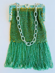 1920's Art Deco Beaded Green Flapper Bag