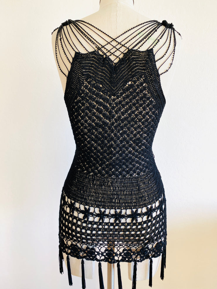 Knitted Black Flapper Top