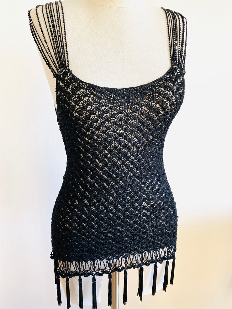 Knitted Black Flapper Top