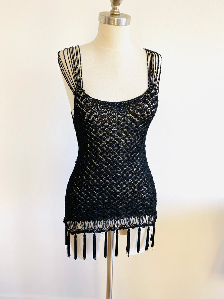 Knitted Black Flapper Top