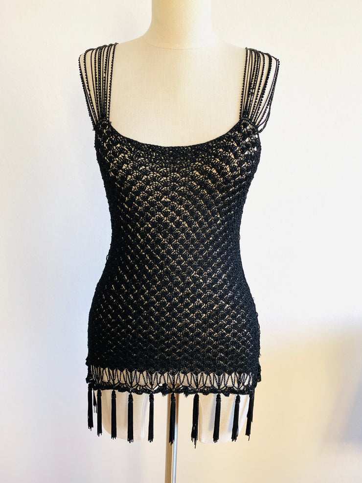 Knitted Black Flapper Top