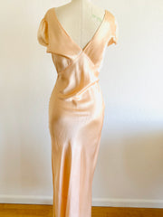 1940s Bias Cut Peach Satin Nightgown