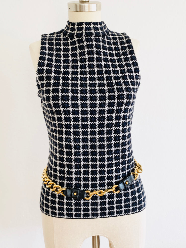 Marc Jacobs Heavy Gold Chain Black Leather Belt
