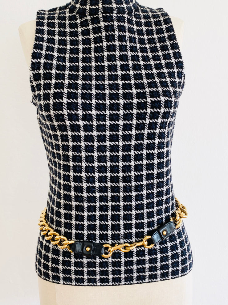 Marc Jacobs Heavy Gold Chain Black Leather Belt