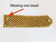 Gold Mesh Beaded Bib Choker Necklace & Bracelet Set