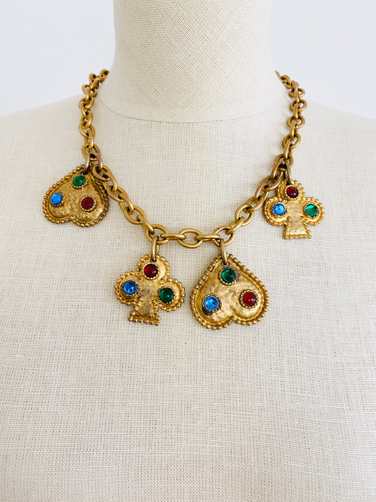 1980's French Card Motif Necklace