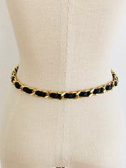 Vintage CC Logo Cambon Paris Gold Chain Leather Belt