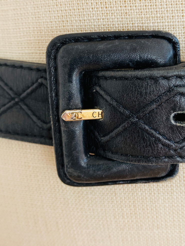Vintage CC Logo Cambon Paris Gold Chain Leather Belt