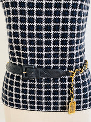 Vintage CC Logo Cambon Paris Gold Chain Leather Belt