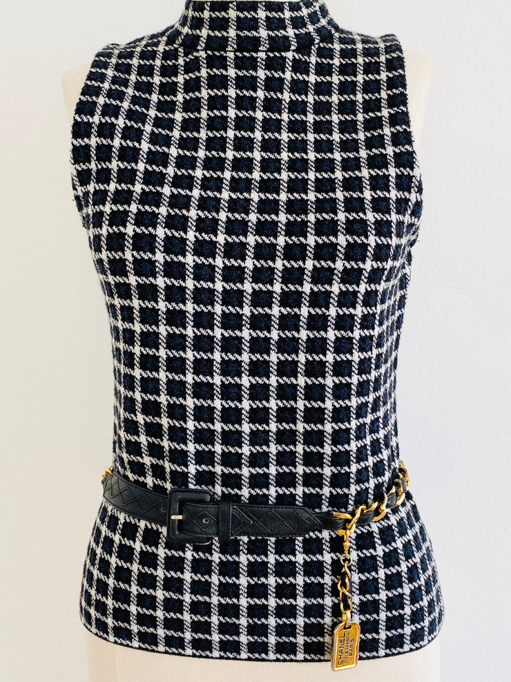 Vintage CC Logo Cambon Paris Gold Chain Leather Belt