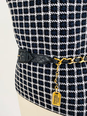 Vintage CC Logo Cambon Paris Gold Chain Leather Belt