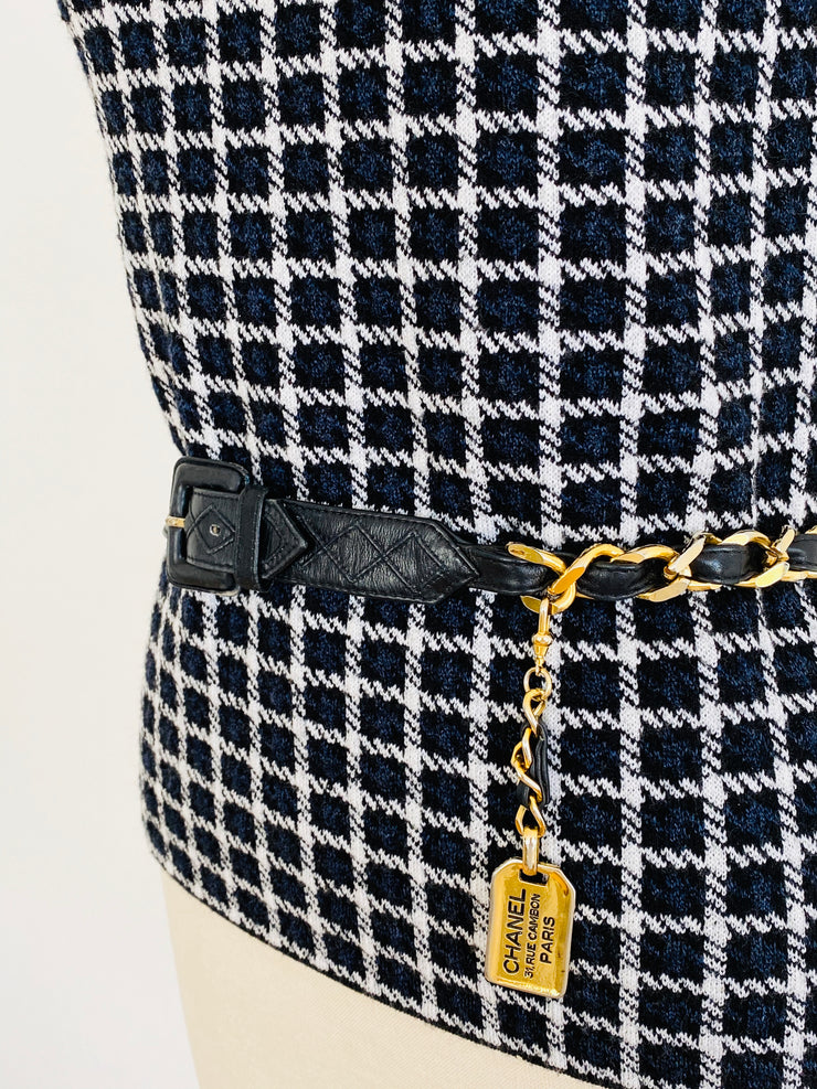 Vintage CC Logo Cambon Paris Gold Chain Leather Belt