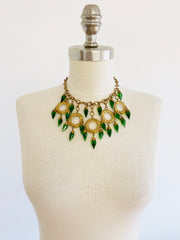 Czech Faceted Green Glass Jewel Necklace