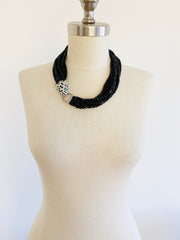 KJL Leopard Black Multi-Strand Choker Necklace