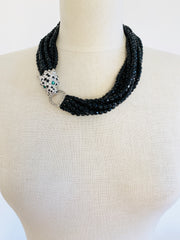 KJL Leopard Black Multi-Strand Choker Necklace