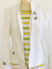 Embroidered Honey Bee White Jacket & Blouse Set